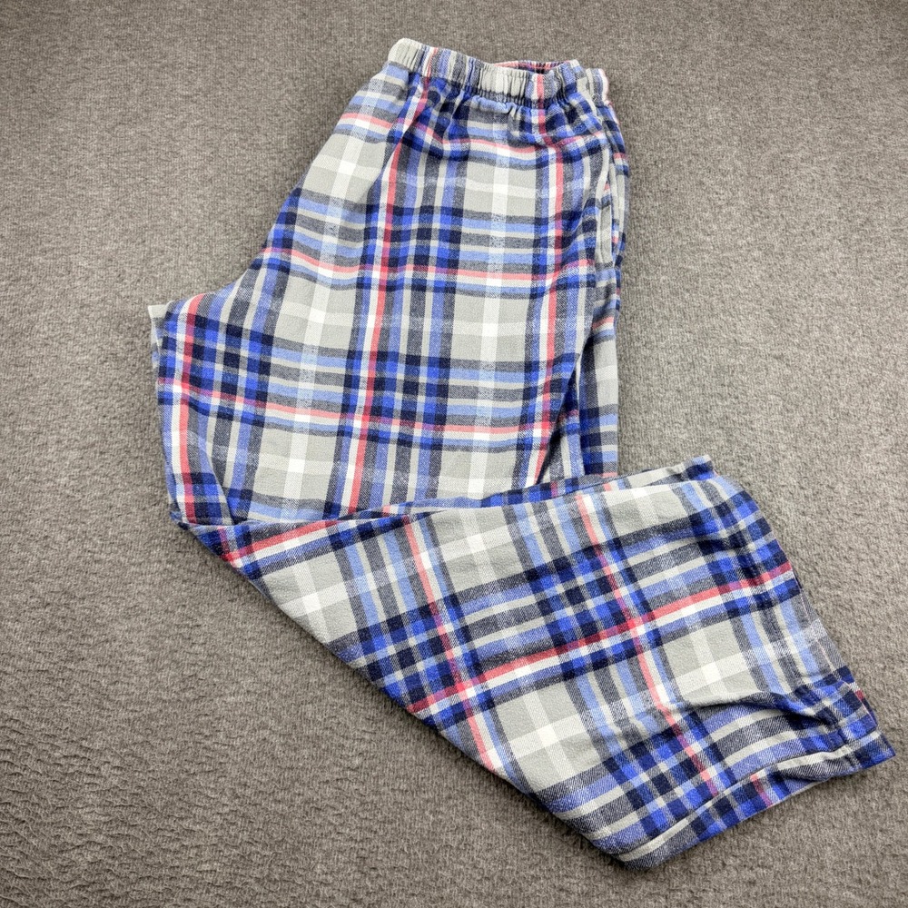 Saddlebred Pajama Pants Men's XL Blue Gray Red Plaid‎ Flannel Lounge Sleepwear